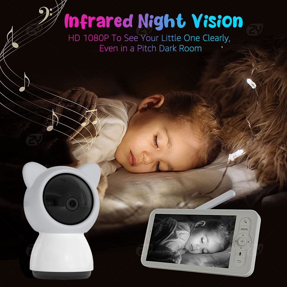 2K/3MP 5-inch Wireless Baby Mo - Audio Music Track 评论和价格