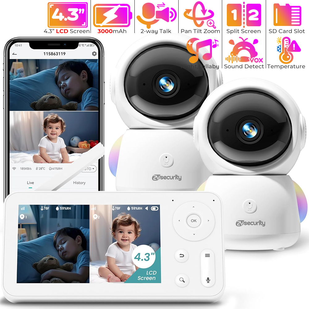 2K Baby Monitor with 2 Cameras - Audio Music Visualizer 评论和价格