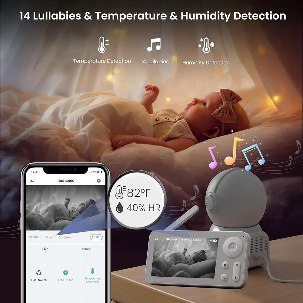 2K Baby Monitor with 2 Cameras - Audio Music Visualizer 评论和价格